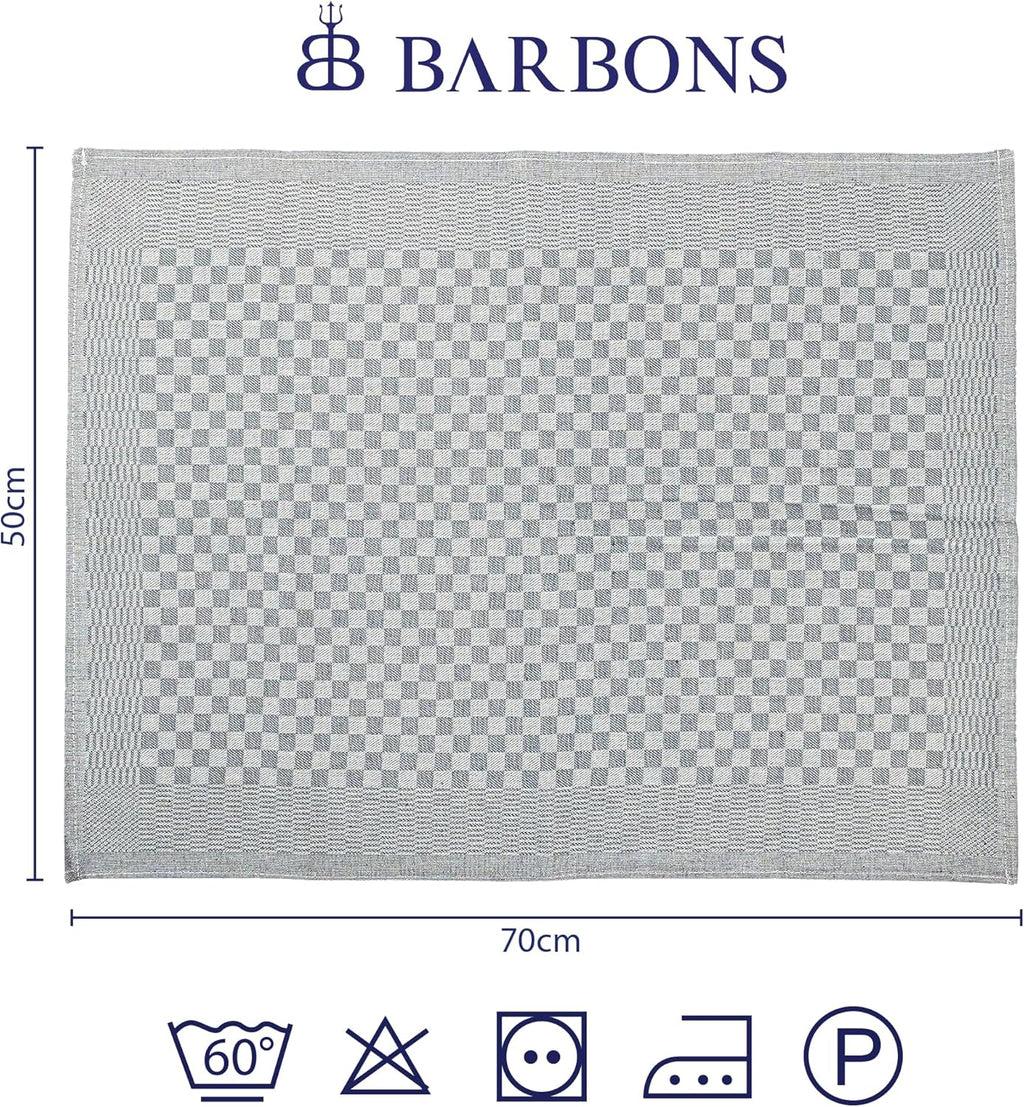 Barbons - Geschirrtuch - Grau kariert - 100% Baumwolle