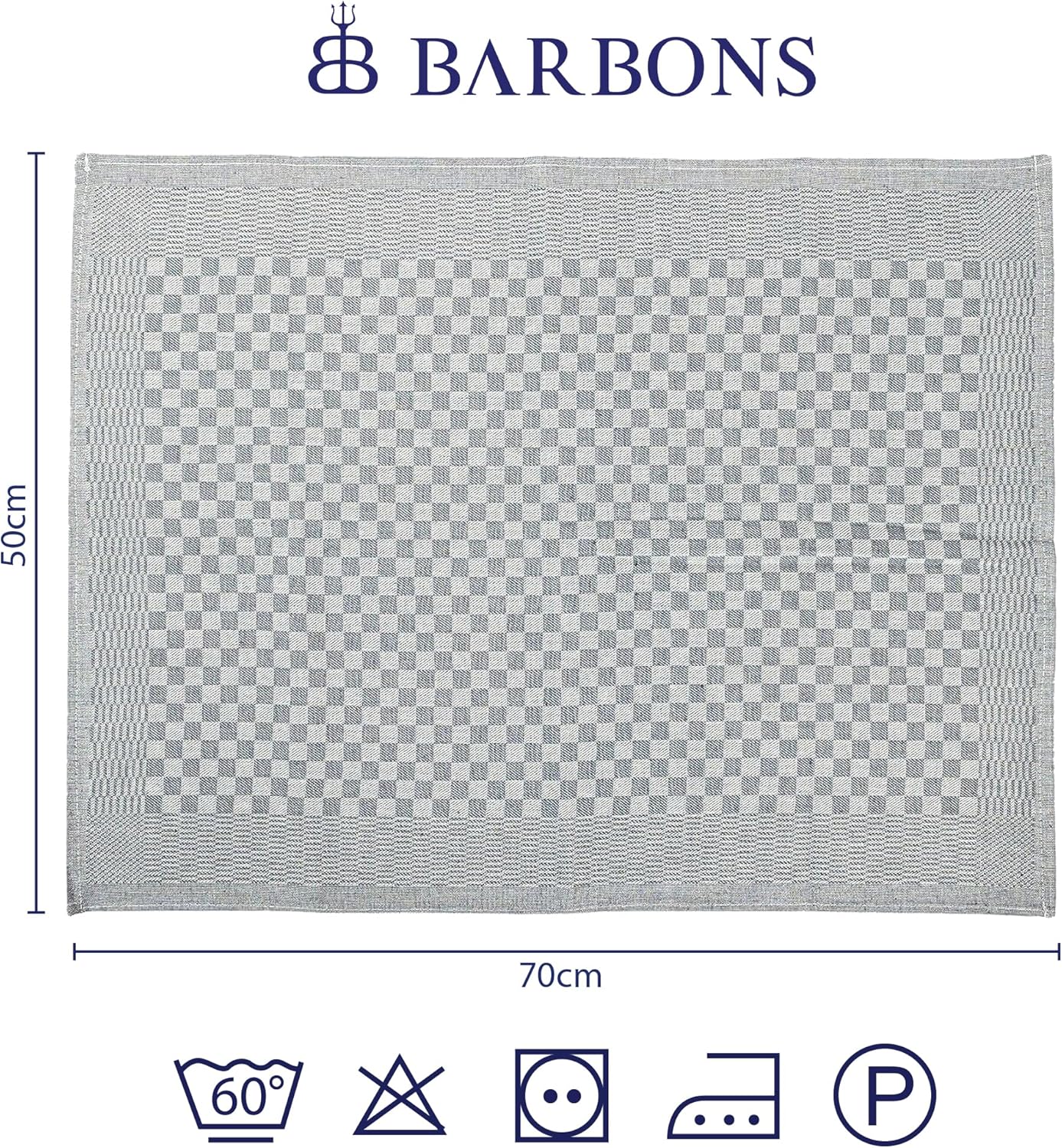 Barbons - Geschirrtuch - Grau kariert - 100% Baumwolle