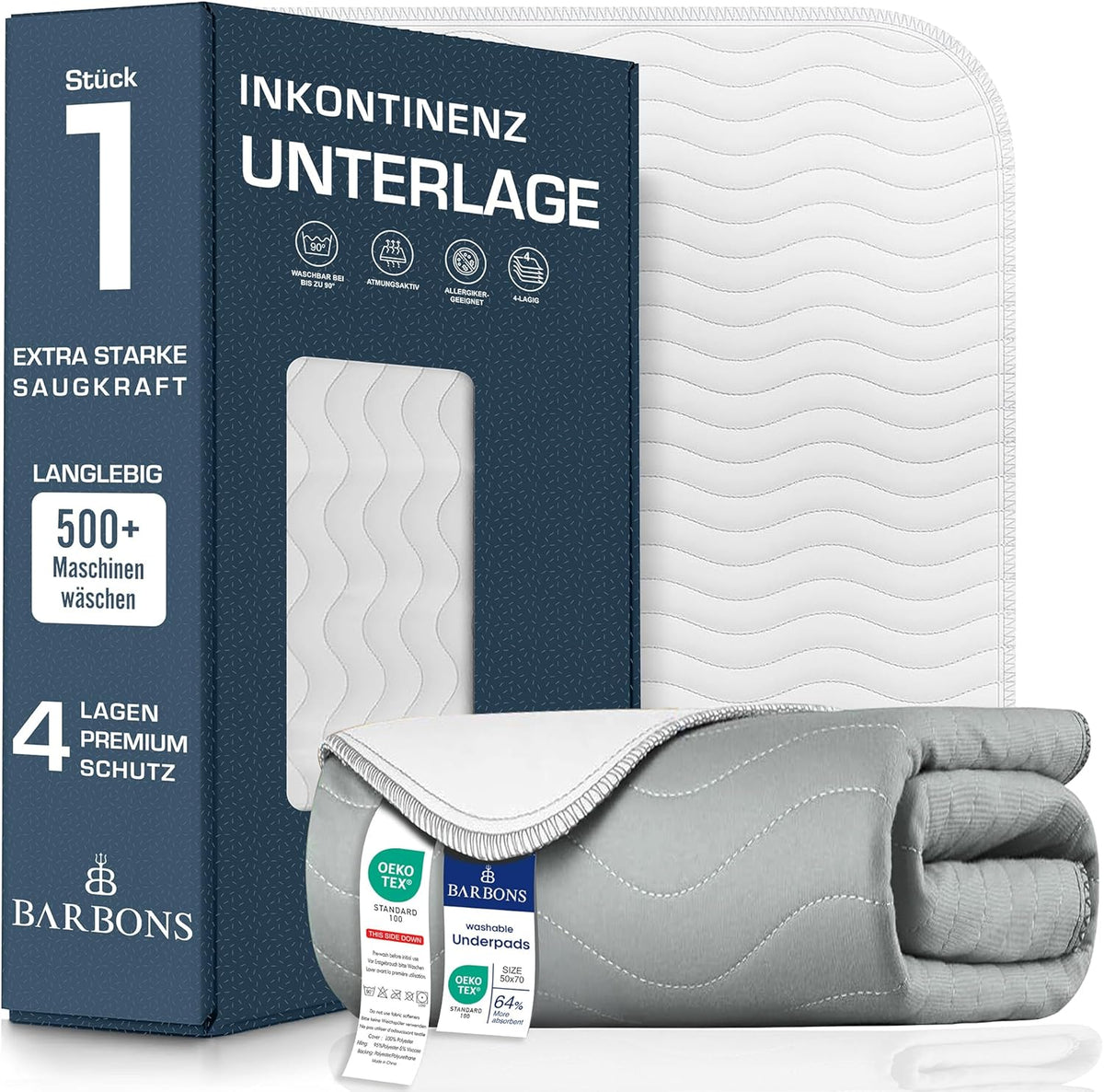 Barbons - Inkontinenzunterlage - waschbar Matratzenschutz